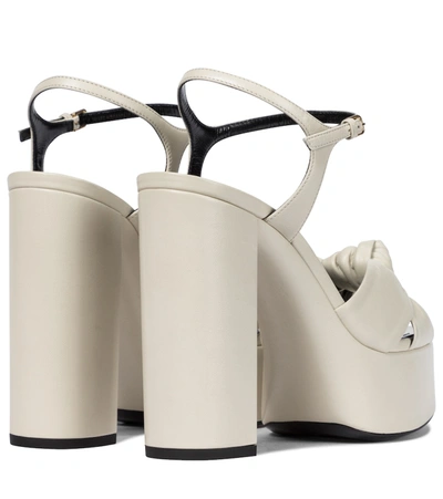 Saint Laurent Bianca Knotted Linen Platform Sandals In White