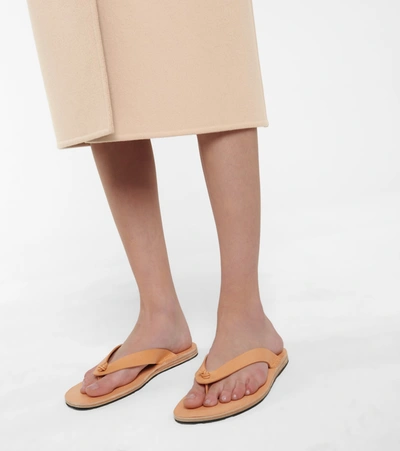 Shop Jil Sander Leather Thong Sandals In Brown
