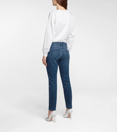 Shop Frame Le Garçon Mid-rise Skinny Jeans In Blue