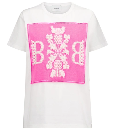 Shop Barrie Embroidered Cotton T-shirt In White