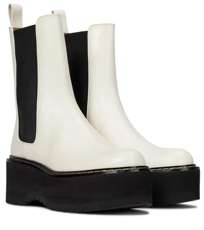 Shop Paris Texas Leather Platform Chelsea Boots In White