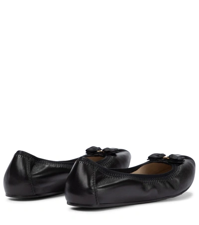 Shop Ferragamo My Joy Leather Ballet Flats In Black