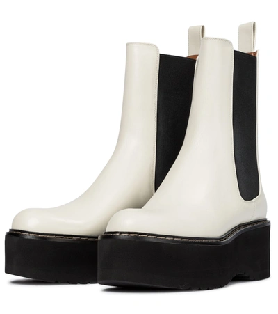 Shop Paris Texas Leather Platform Chelsea Boots In White
