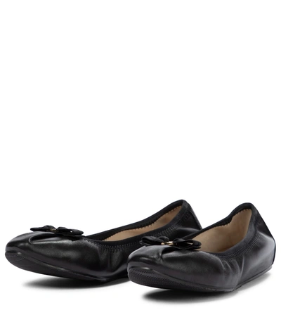 Shop Ferragamo My Joy Leather Ballet Flats In Black