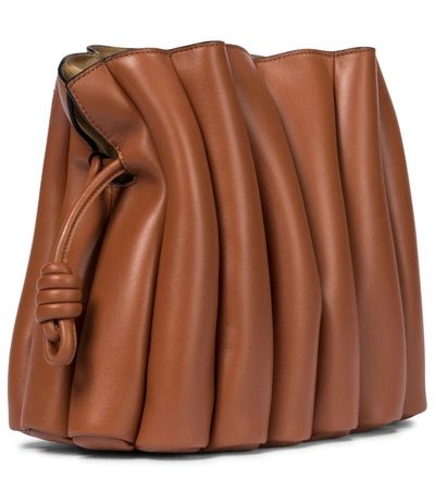 Shop Loewe Flamenco Ondas Leather Clutch In Brown