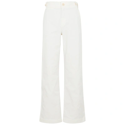 Shop Vince Off-white Straight-leg Twill Trousers In Cream