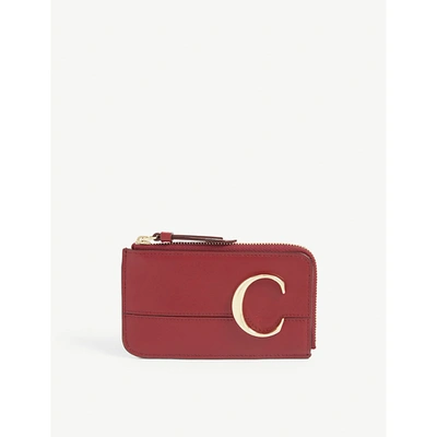 Shop Chloé Monogram Small Leather Purse In Smoked Red