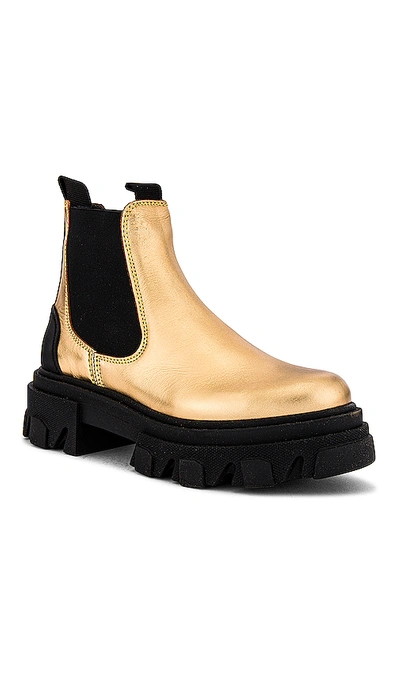 Shop Ganni Low Chelsea Boot In Gold