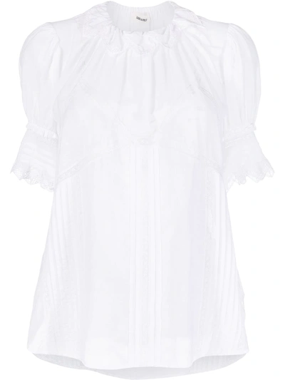 Shop Zadig & Voltaire Tupel Cotton-blend Blouse In White