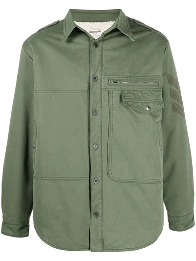 Shop Zadig & Voltaire Troyh Fleece-line Shirt Jacket In Green