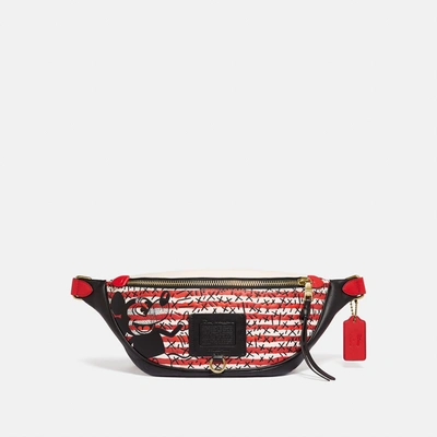Shop Coach Disney Mickey Mouse X Keith Haring Rivington Belt Bag In Brass/red Multi