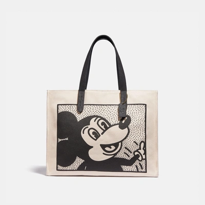 Shop Coach Disney Mickey Mouse X Keith Haring Tote 42 In Brass/chalk Multi