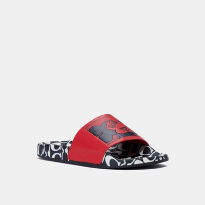 Shop Coach Disney Mickey Mouse X Keith Haring Slide In Red/black