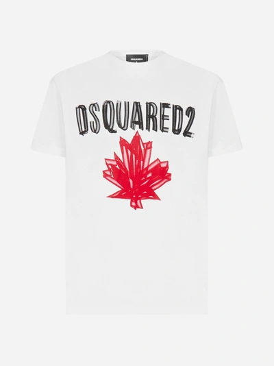 Shop Dsquared2 Leaf Logo Cotton T-shirt
