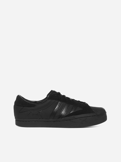 Shop Y-3 Yohji Star X Adidas Leather And Suede Sneakers In Black