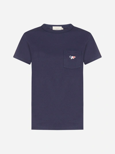 Shop Maison Kitsuné Tricolor-fox-patch Cotton T-shirt