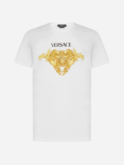 Shop Versace T-shirt In Cotone Con Stampa E Logo