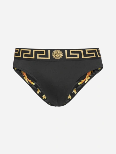 Shop Versace Medusa And Logo Swim Briefs