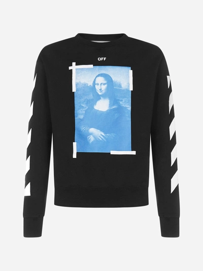 Shop Off-white Mona Lisa Cotton Sweatshirt In Black - White