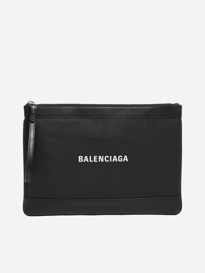 Shop Balenciaga Logo Leather Pouch