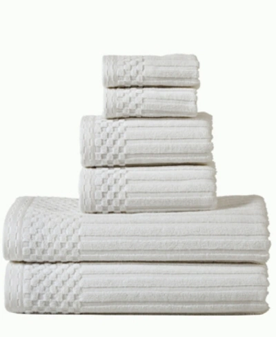 Shop Superior Soho Checkered Border Cotton 6 Piece Towel Set In White