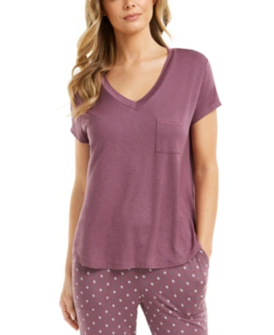 Shop Alfani Ultra-soft Knit Pajama Top, Created For Macy's In Berry Dust
