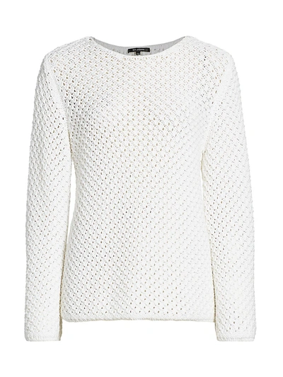 Shop St John Women's Open Weave Bell-sleeve Knit Sweater In White