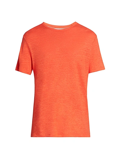 Shop Officine Generale Linen T-shirt In Orange