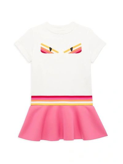 Shop Fendi Little Girl's & Girl's Monster Eyes Stripe Dress In White