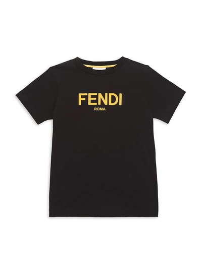 Shop Fendi Little Kid's & Kid's Text Logo T-shirt In Black
