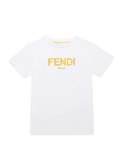 Shop Fendi Little Kid's & Kid's Text Logo T-shirt In White