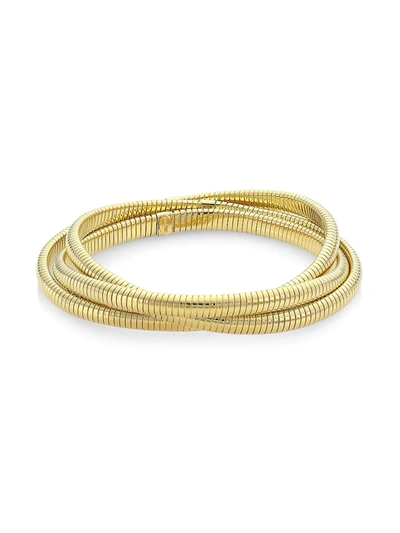 Shop Alberto Milani Women's Via Bagutta 18k Yellow Gold 3-row Tubogas Small Flex Wrap Bracelet