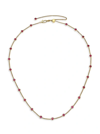 Shop Adriana Orsini 18k Goldplated & Ruby-colored Stone Bezel-set Station Necklace