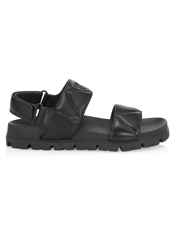 flat quilted sandals with platform sole