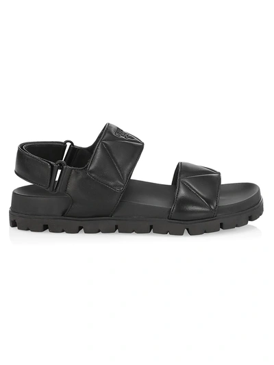 Shop Prada Quilted Leather Sport Sandals In Nero