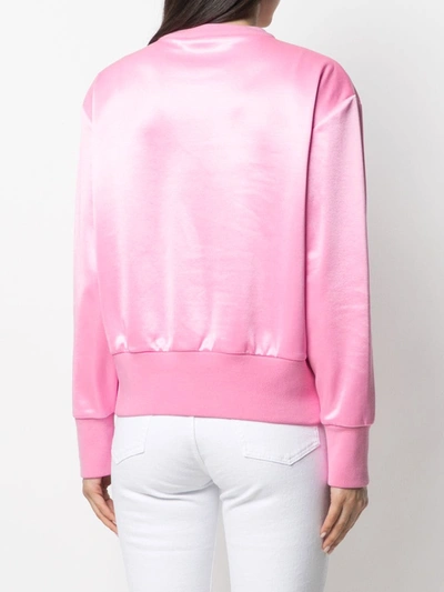 Shop Versace Embroidered Logo Sweatshirt In Pink