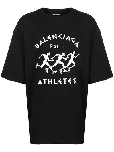 Shop Balenciaga Logo Oversize T-shirt In Black