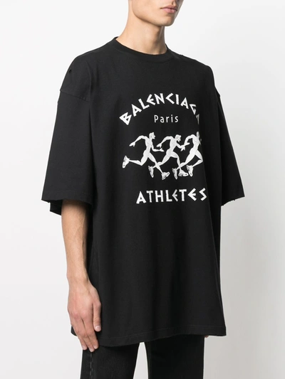 Shop Balenciaga Logo Oversize T-shirt In Black