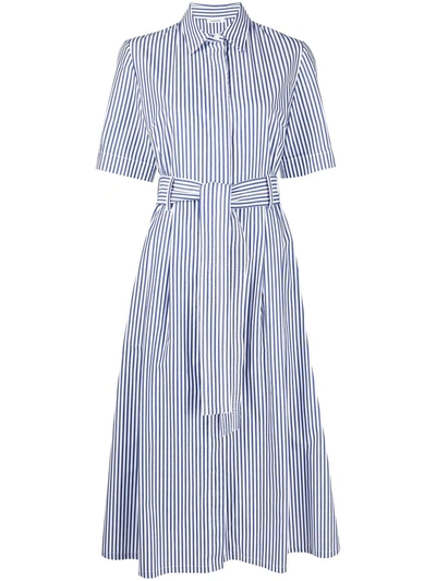 Shop P.a.r.o.s.h Striped Cotton Dress In Blue