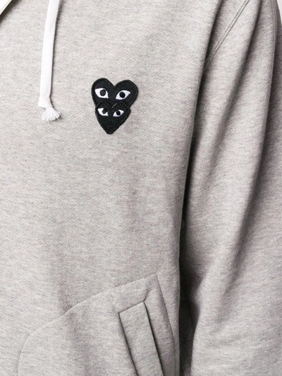 Shop Comme Des Garçons Play Cotton Hoodie In Grey