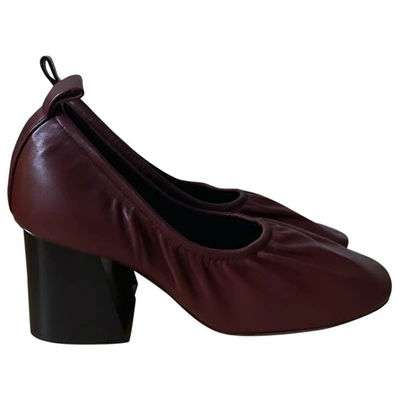 Pre-owned Celine Soft Ballerina Burgundy Leather Ballet Flats