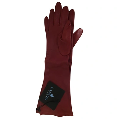 Pre-owned Lanvin Leather Gloves In Red