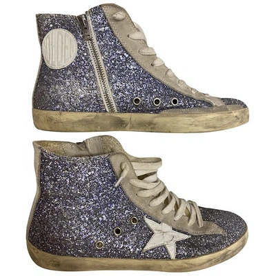 Pre-owned Golden Goose Francy Blue Glitter Trainers