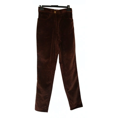 Pre-owned Moschino Velvet Trousers In Brown