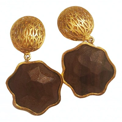 Pre-owned Lanvin Gold Wood Earrings