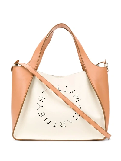 Shop Stella Mccartney Perforated Logo Tote Bag In White
