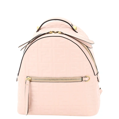 Pre-owned Fendi Nude/rose Nappa Leather Ff Mini Backpack In Multicolor