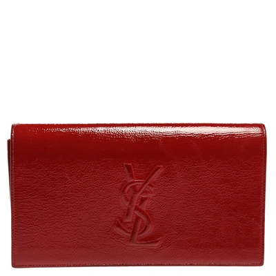 Pre-owned Saint Laurent Red Patent Leather Belle De Jour Flap Clutch