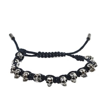 Pre-owned Alexander Mcqueen Black Multi Skull Charm Friendship Bracelet