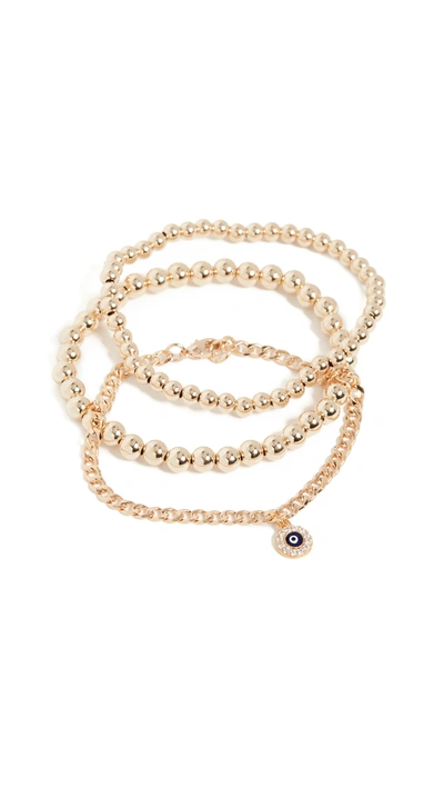 Shop Alexa Leigh Protection Stack Bracelets In Yellow Gold